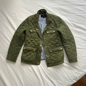 J. Crew Quilted Utility Jacket in Olive Green